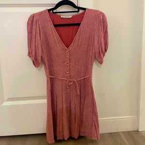 Abercombie button-up mini dress in red (size small)
